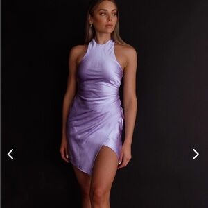 Lilac halter mini dress